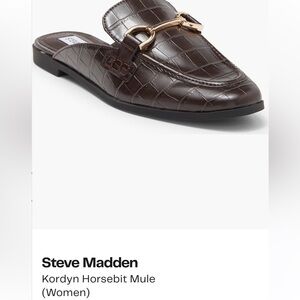 Steve Madden Dark Brown Croc-Embossed Mule with Gold Accent